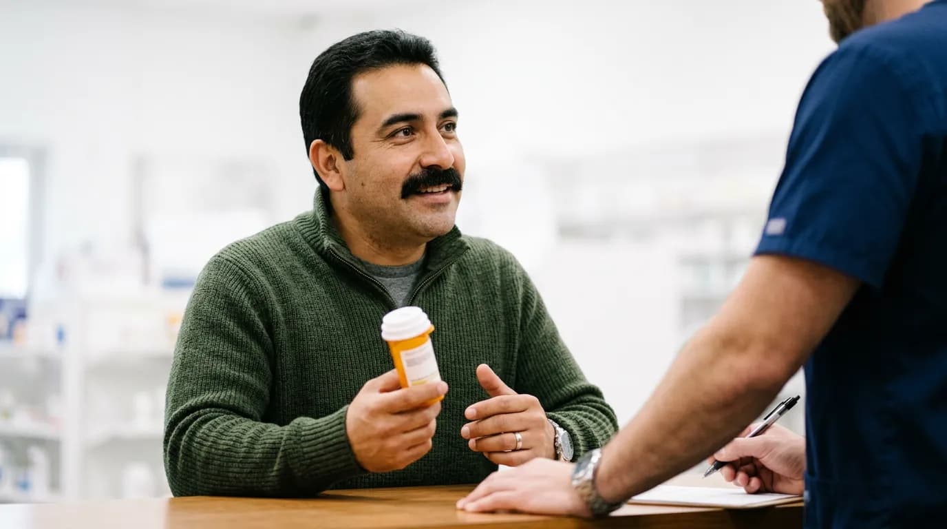 Pharmacist counting pills for a patient